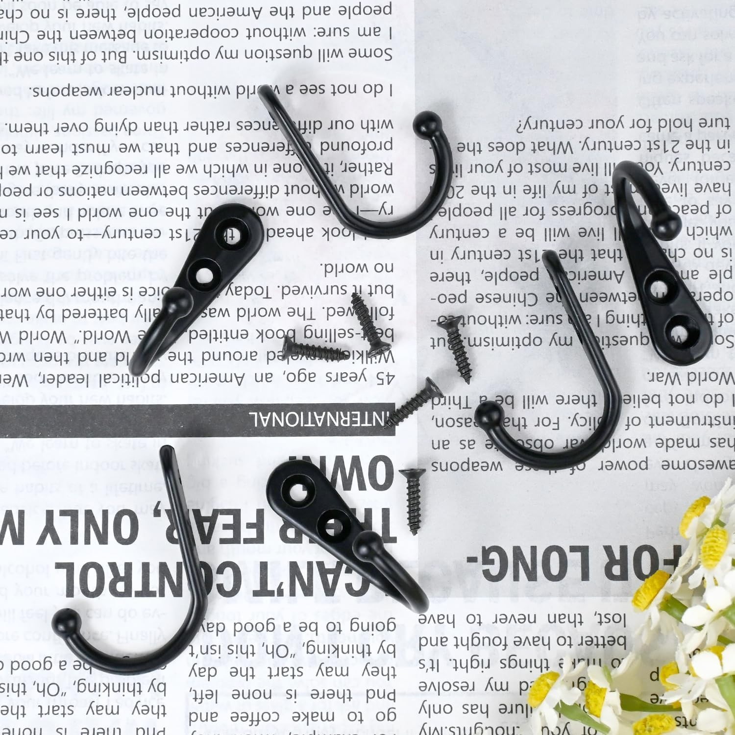 10 PCS Coat Hooks Wall Mounted, Premium Black Heavy Duty Metal Wall Hooks for