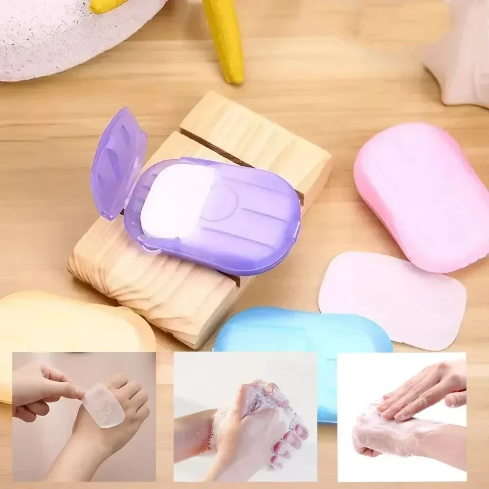 50 Pack Disposable Paper Soap Sheets Travel Size with Plastic Carrying Case