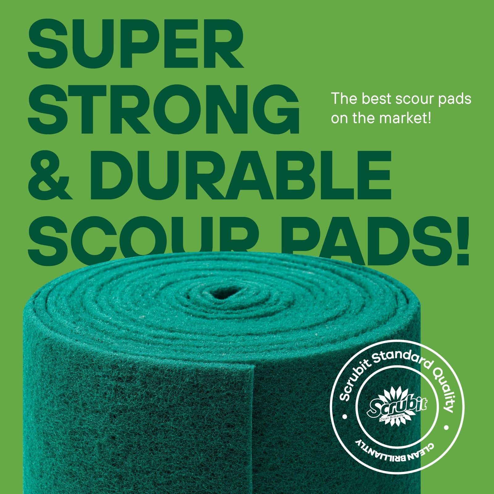 SCRUBIT Scouring Pad Roll – 19 FT Green scrubbing Pads Roll – Non Scratch Dis…