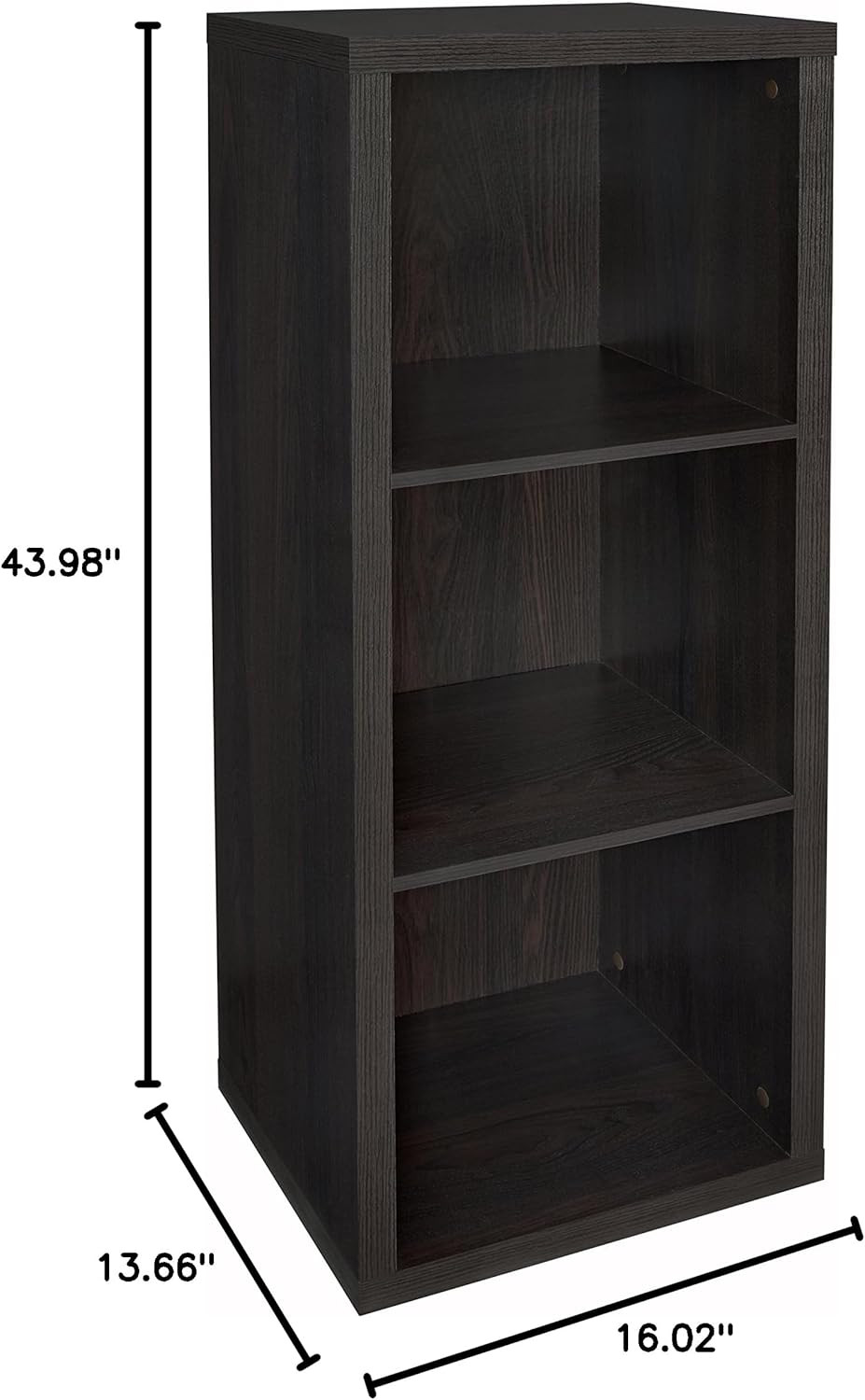 Closetmaid 3-Cube Storage Shelf Organizer, Black Walnut, Easy Assembly