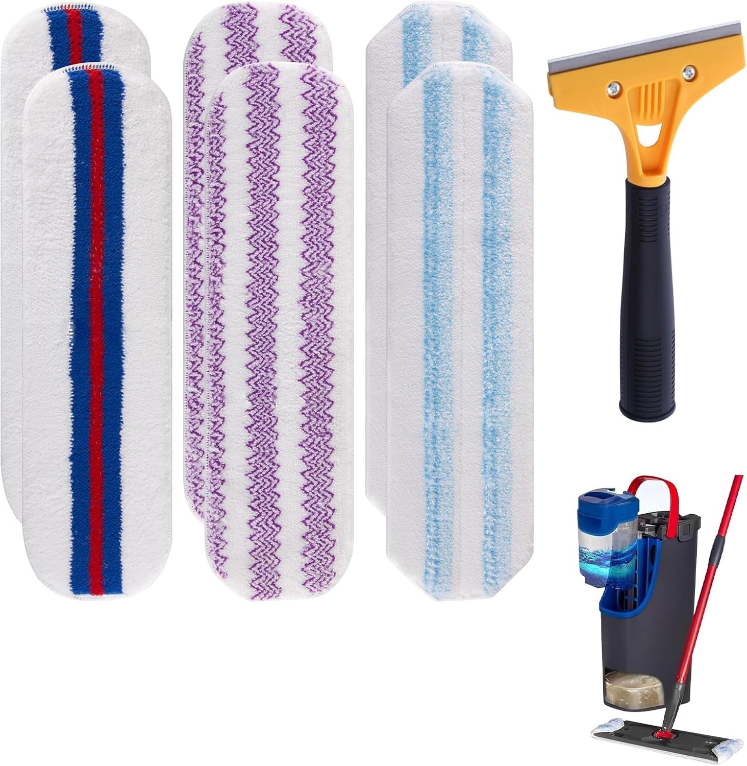 6 Pack Mop Replacement Pads Compatible with O Cedar H2pro Flat Mop System, Mi…