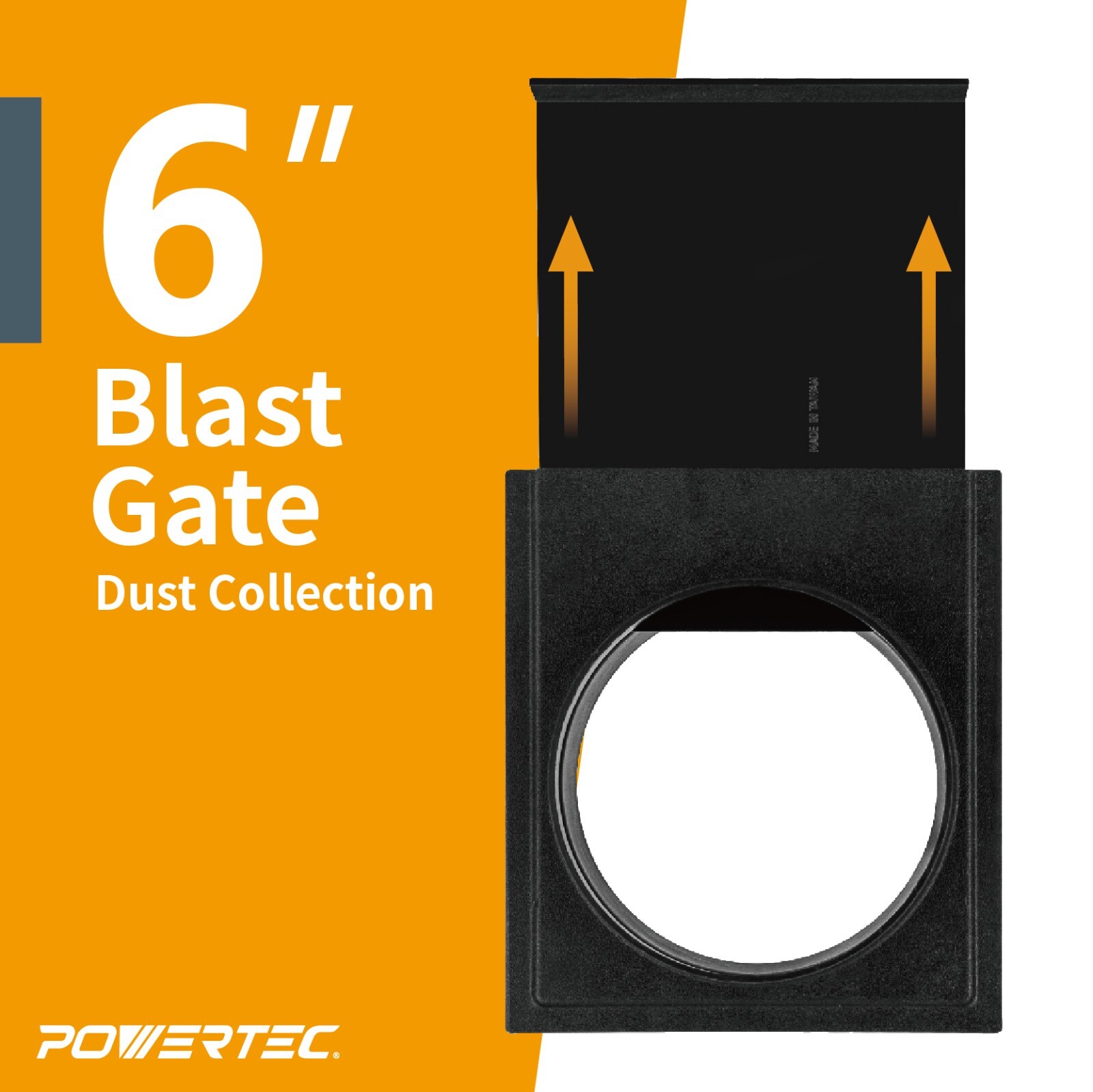 POWERTEC Dust Collection Blast Gate 6 Inches ABS Plastic,1 pack (70279)