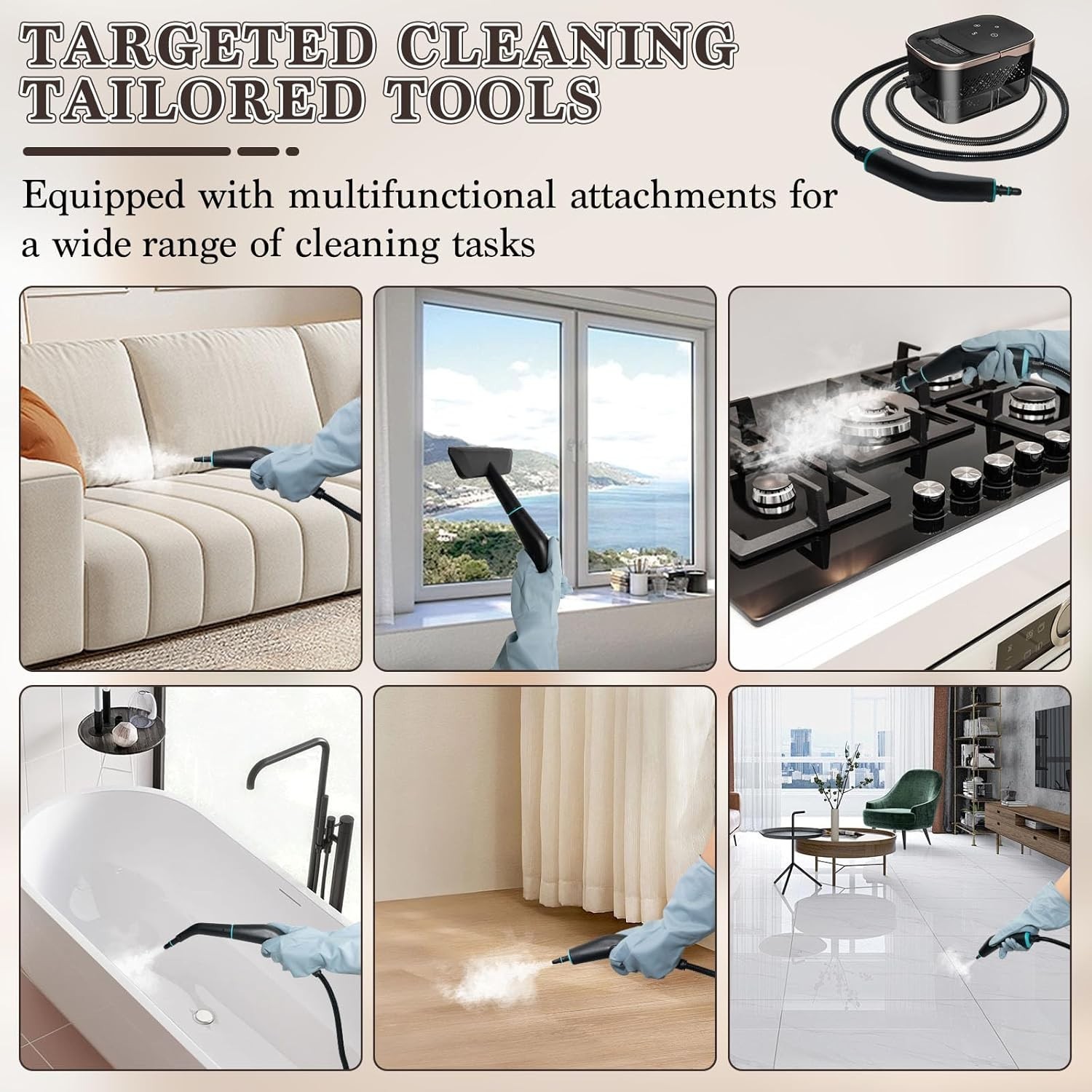 Steam Cleaner Handheld Portable High Pressure Multi-surface Home Car Cleaning