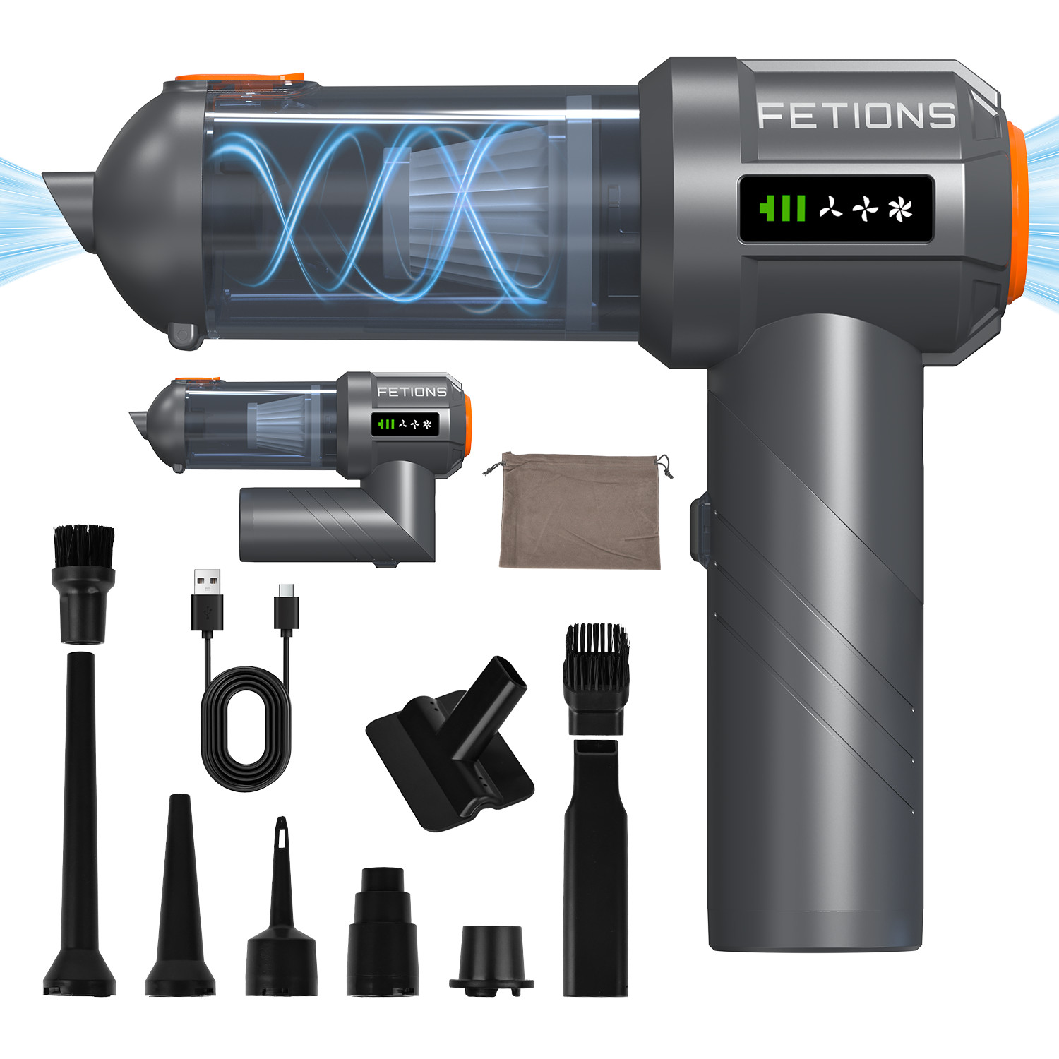 Cordless Handheld Vacuum Cleaner w/ Blower Strong Suction for Car Home Foldable