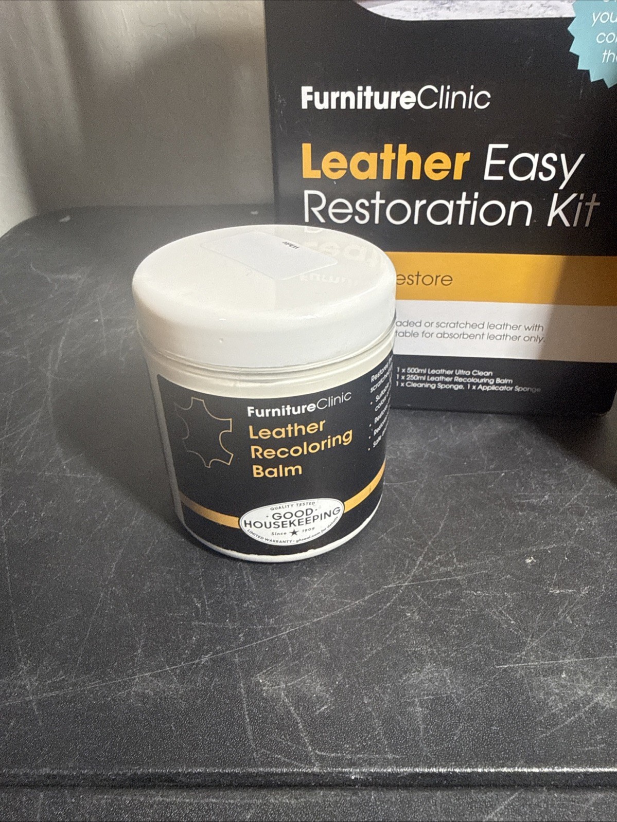 Furniture Clinic Leather Easy Restoration Kit Light Grey Clean Restore No Sponge
