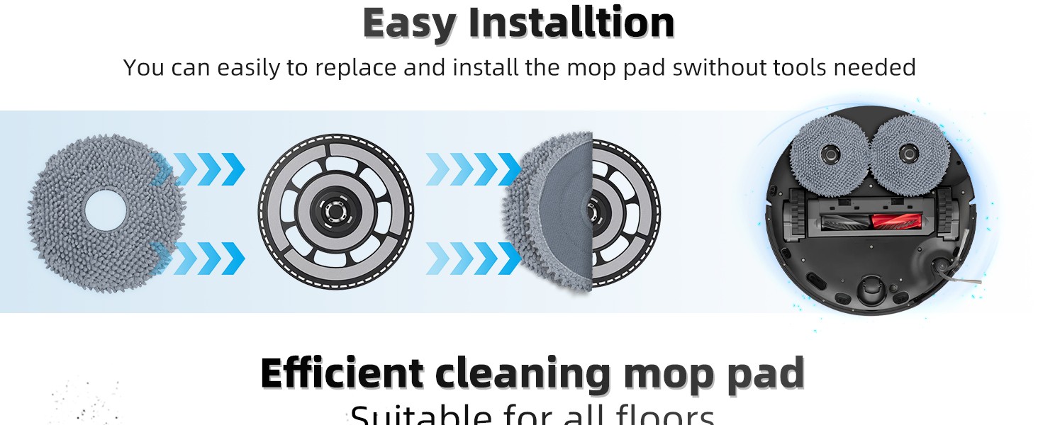 8 Pack Mop Pads for Roborock QV 35A/Qrevo S/Q Revo/Qrevo Pro/Qrevo Plus/Qrevo