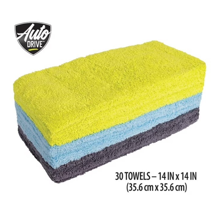 Auto Drive 14″ x 14″ Multipurpose Microfiber Towels, 30 Pack, Multicolor