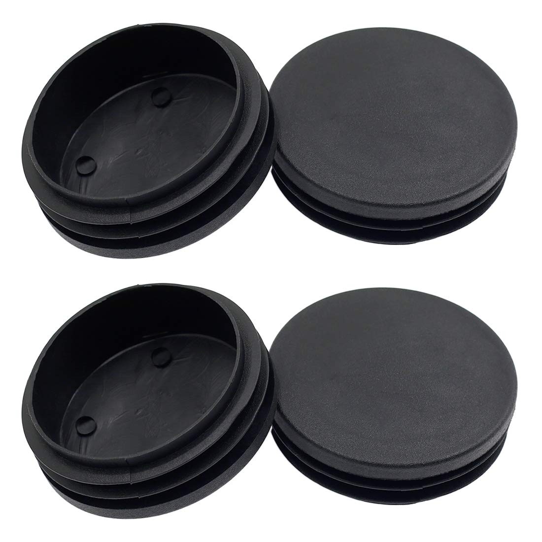 Suiwotin 4PCS 76mm (3 Inch) Round Plastic Plug, Black 76 x 76, 4 Pack