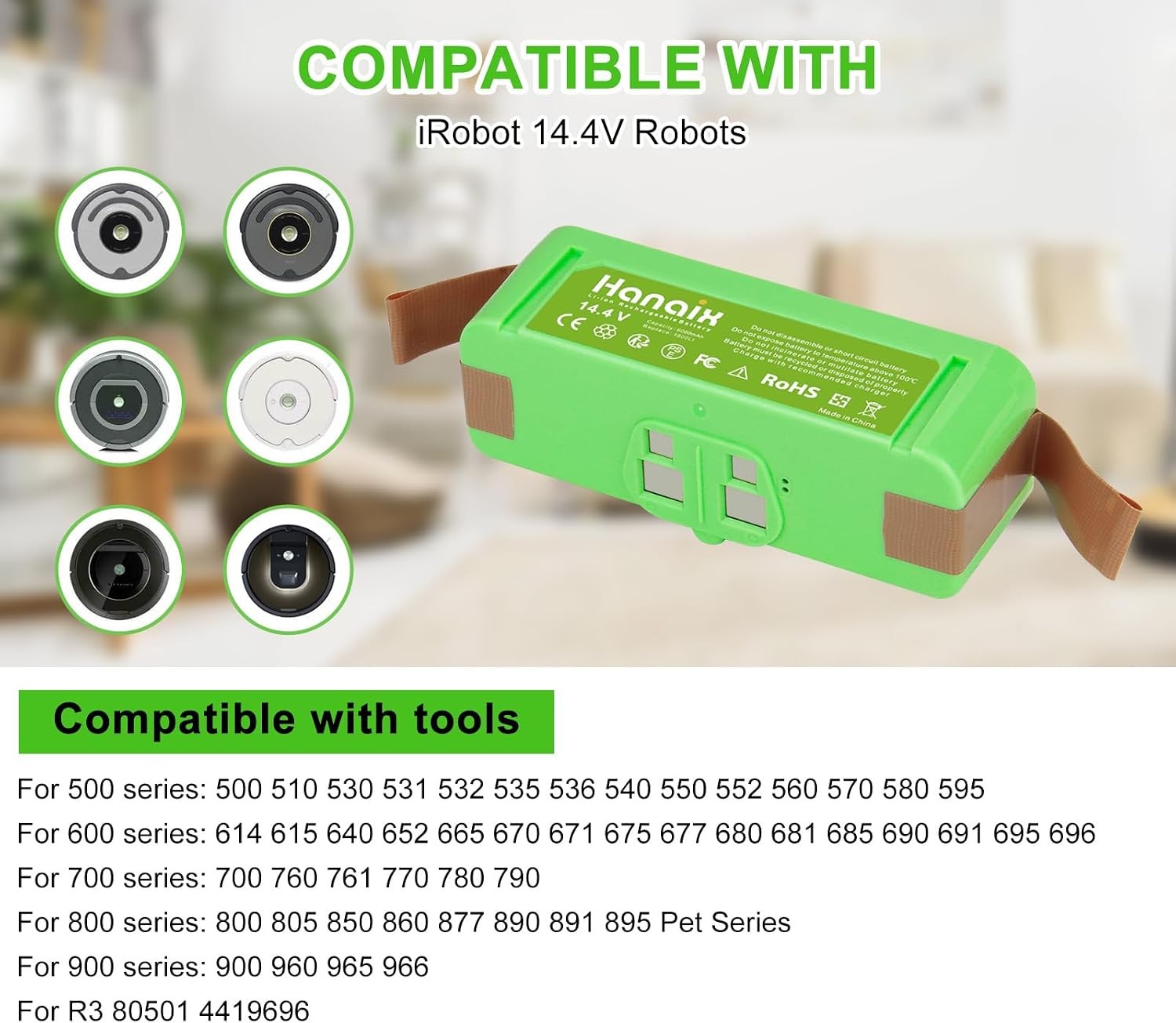 6000mAh Battery for iRobot Roomba 960 980 981 970 965 801 805 850 860 870 877