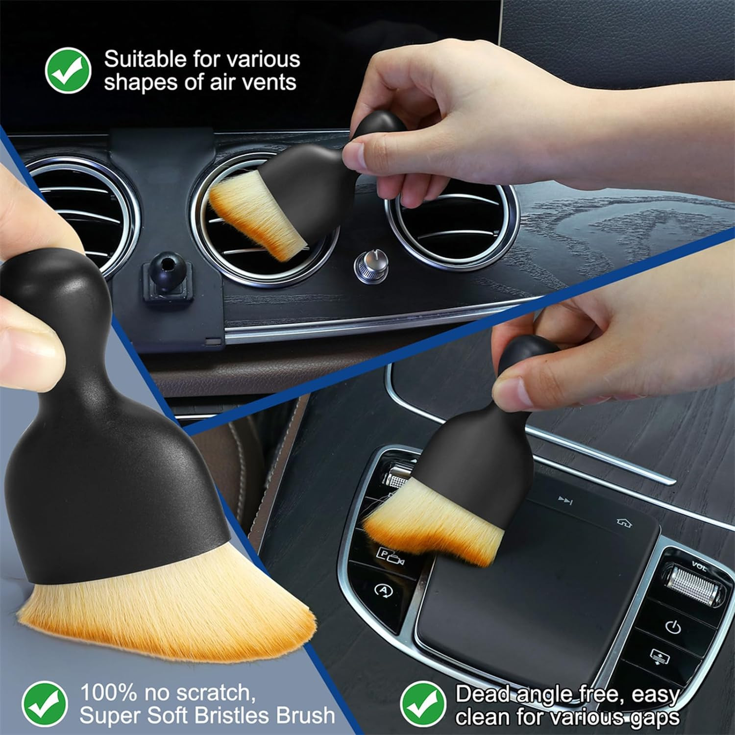 Car Detailing Brush Kit Interior Cleaning Gel Dash Vent Dusting Tools Auto SUV