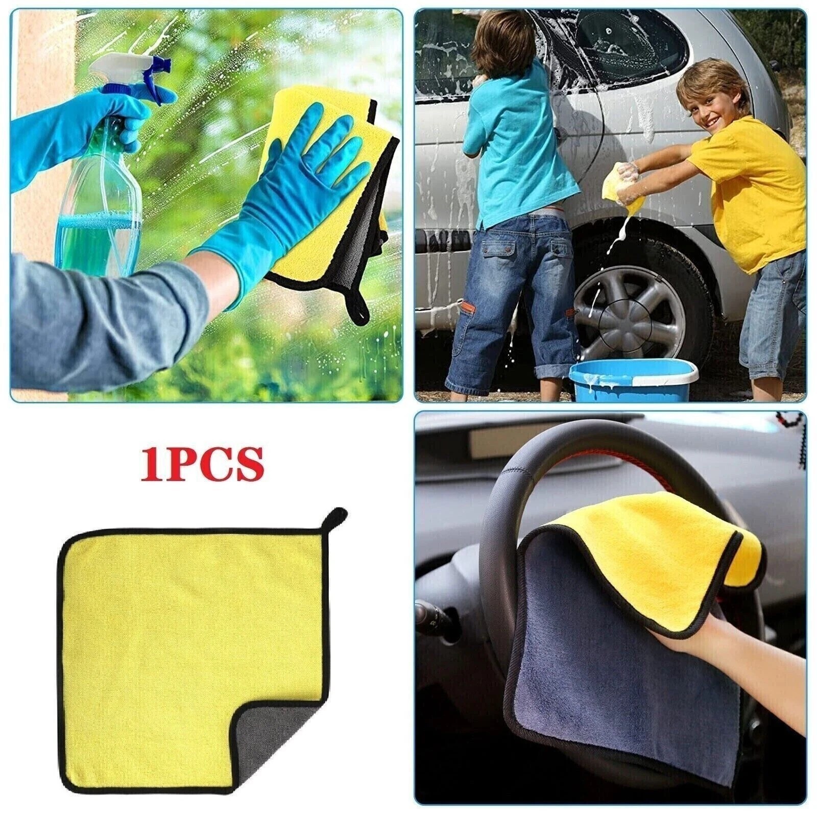 1Pcs Microfiber Cleaning Cloth Car Wash Towel Drying Rag Car Polishing Detailing