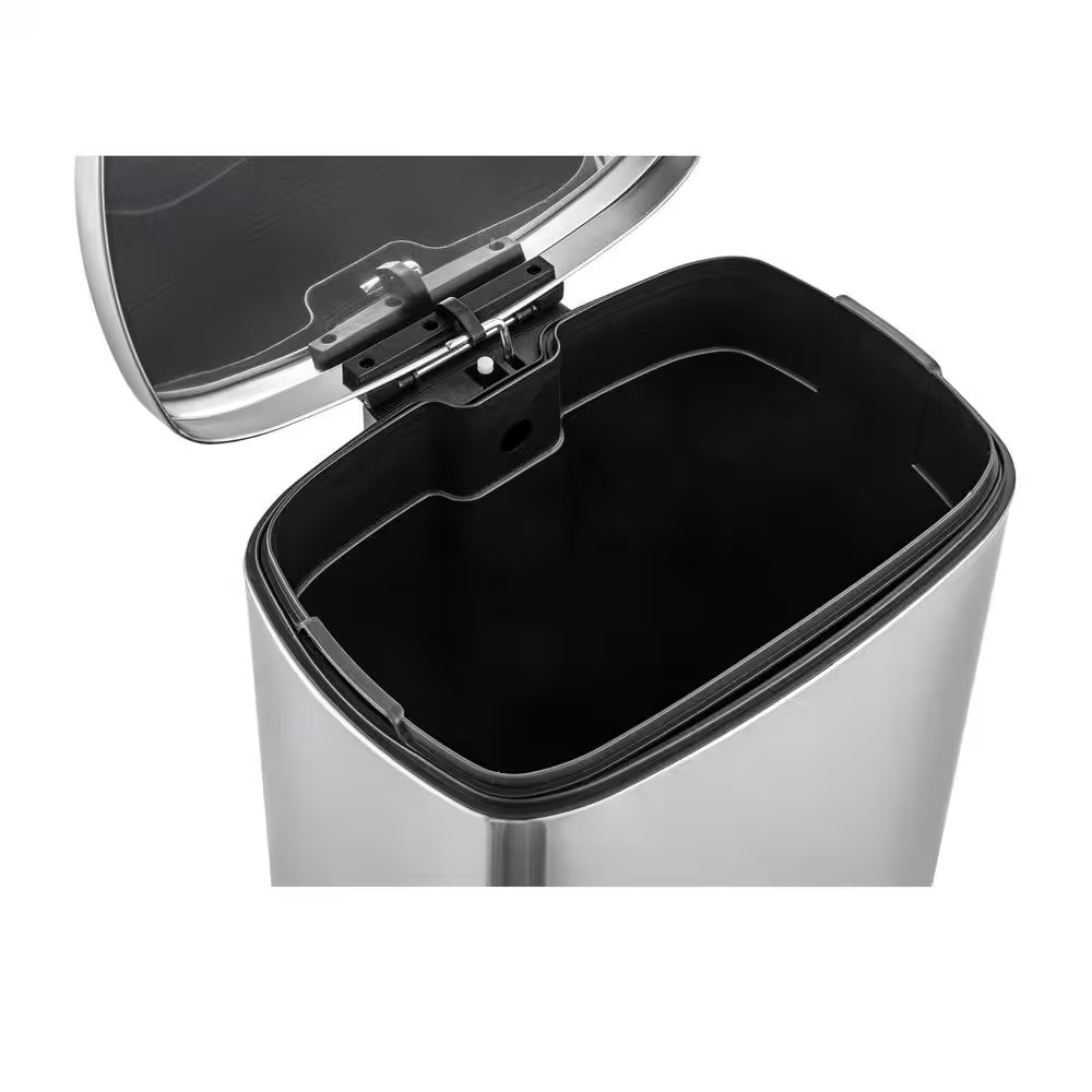 13 Gal. Stainless Steel Kitchen Trashcan, Step-On, Rectangle