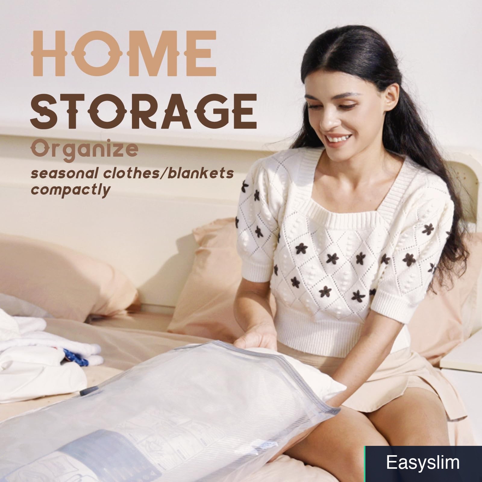 Vacuum Storage Bags Jumbo 15 Pack Compression Travel Grey White