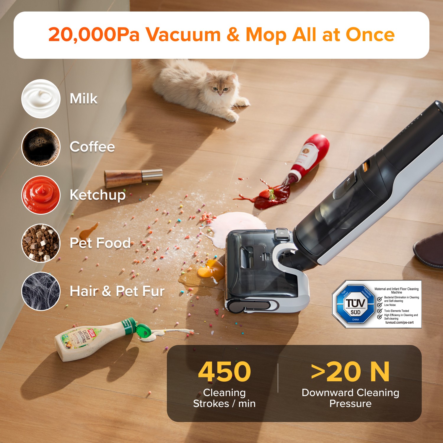 Roborock F25 LT Wet Dry Vacuum Mop, 20000Pa Cordless Cleaner, 194℉ Self-Cleaning