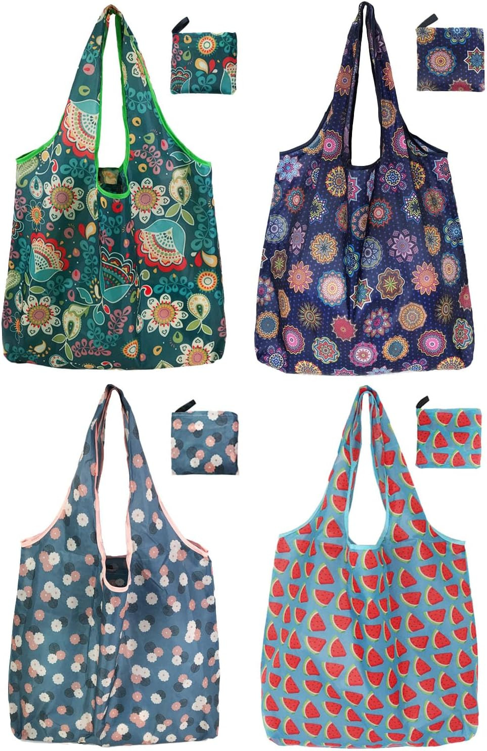 Tote Bag, 4 Pack 50Lbs Reusable Grocery Bags Gift For Women, Bulk Foldable Shopp