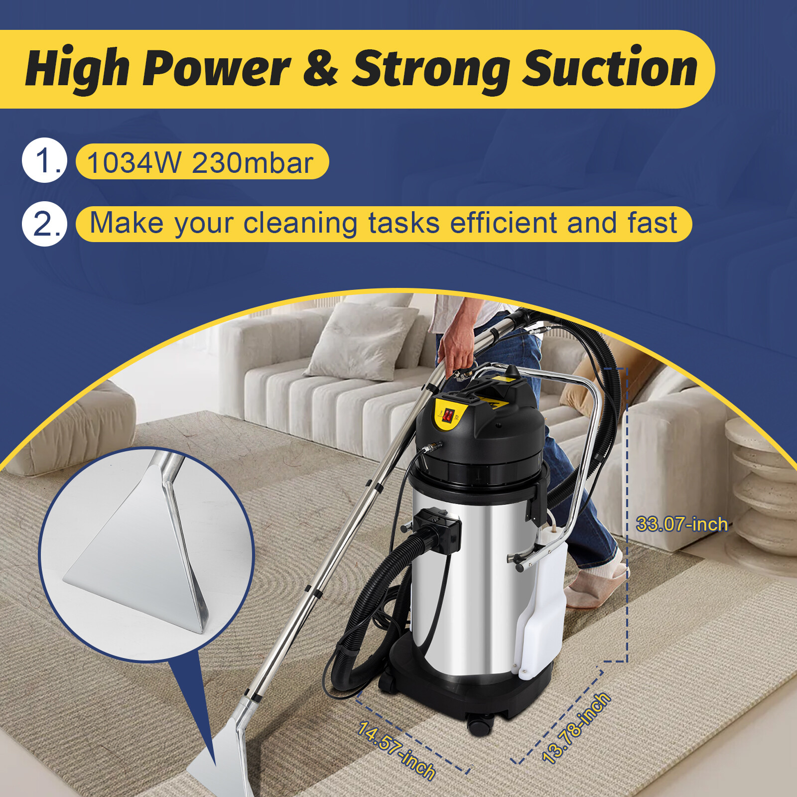 3in1 40L Commercial Carpet Cleaning Machine,Vacuum Cleaner Extractor