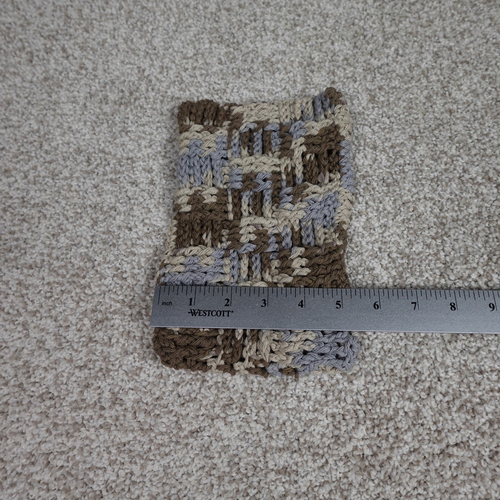 Handmade Crochet Reusable Mop Cover Earth Tone Basketweave Swiffer Pad Brown Tan