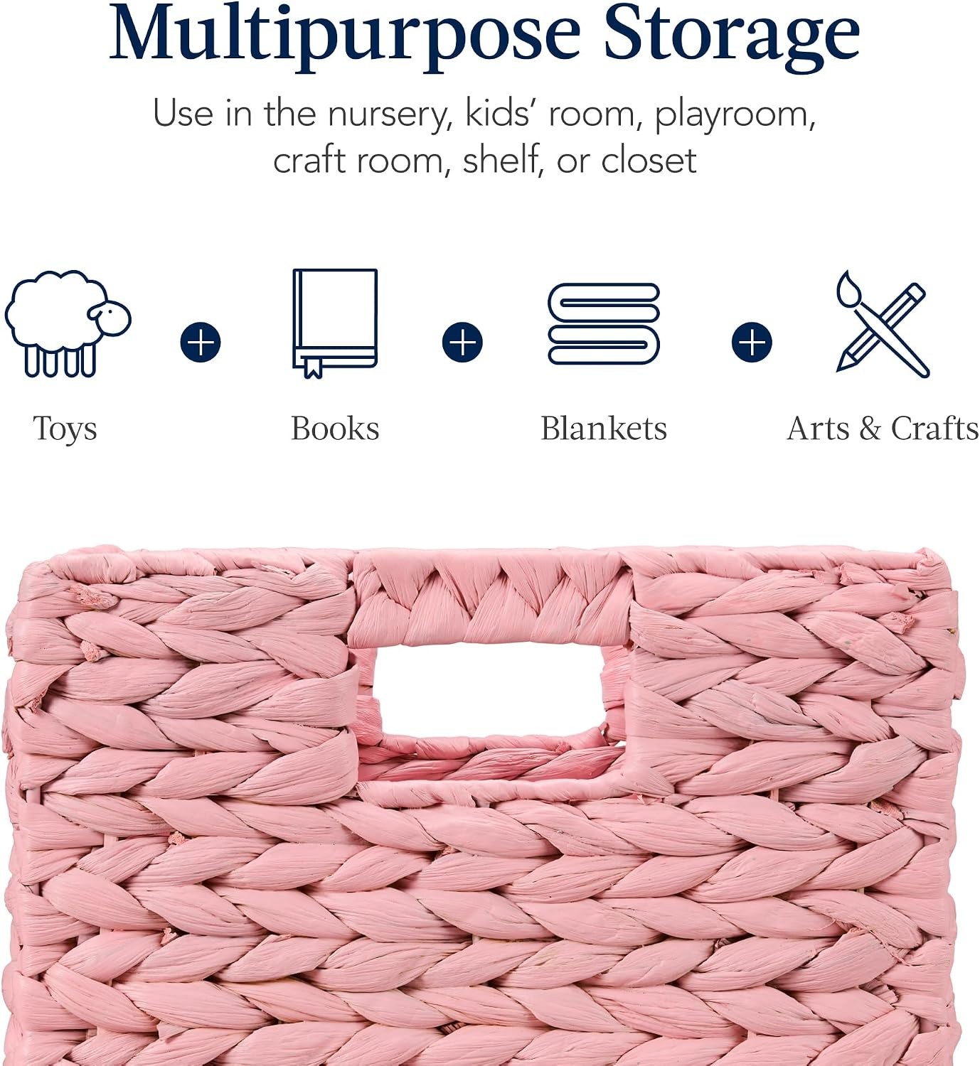 10.5×10.5in Pack of 5 Cube Storage Baskets Water Hyacinth Multipurpose