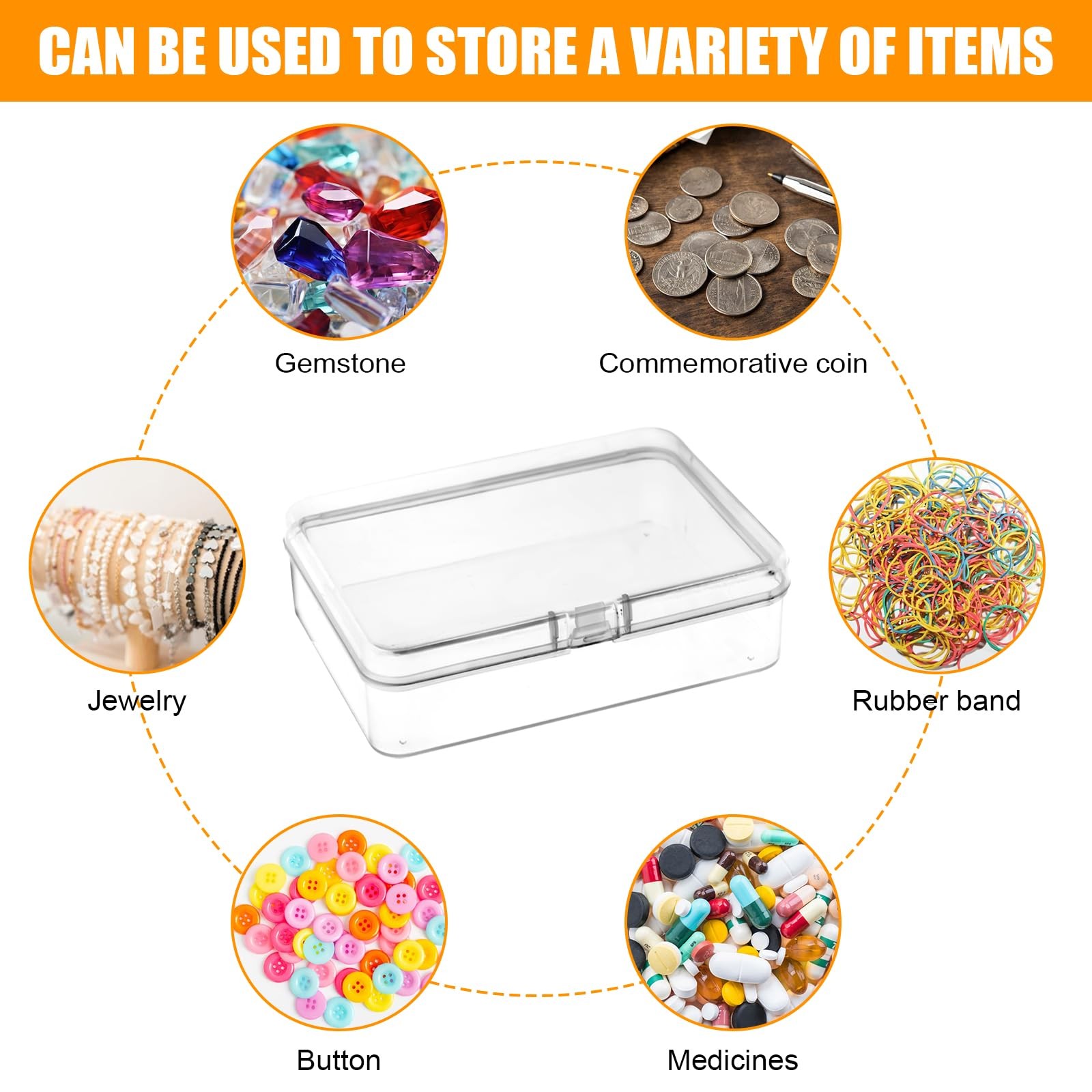6 Pcs Mini Plastic Storage Containers with Lids, 4.5×3.4 Inches Clear Rectang…