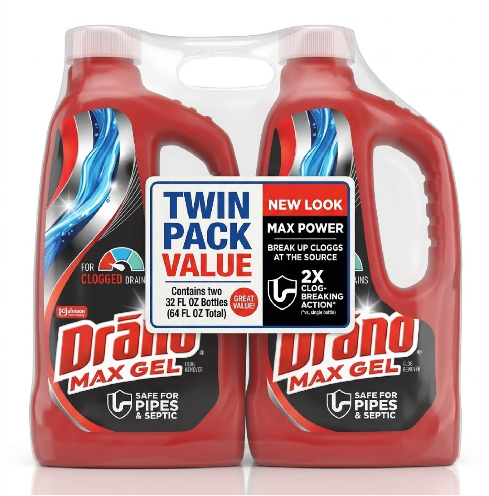 Drano Max Gel Drain Clog Remover, 32 oz, 2 Count