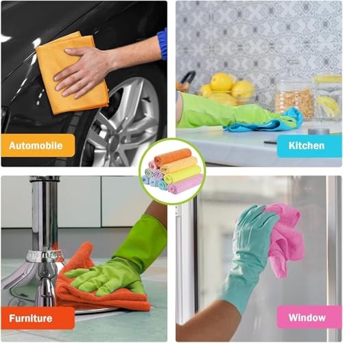 Microfiber Cleaning ClothPK, Cleaning Rags, 11.5in.x11.5in. 100 Multi-colored