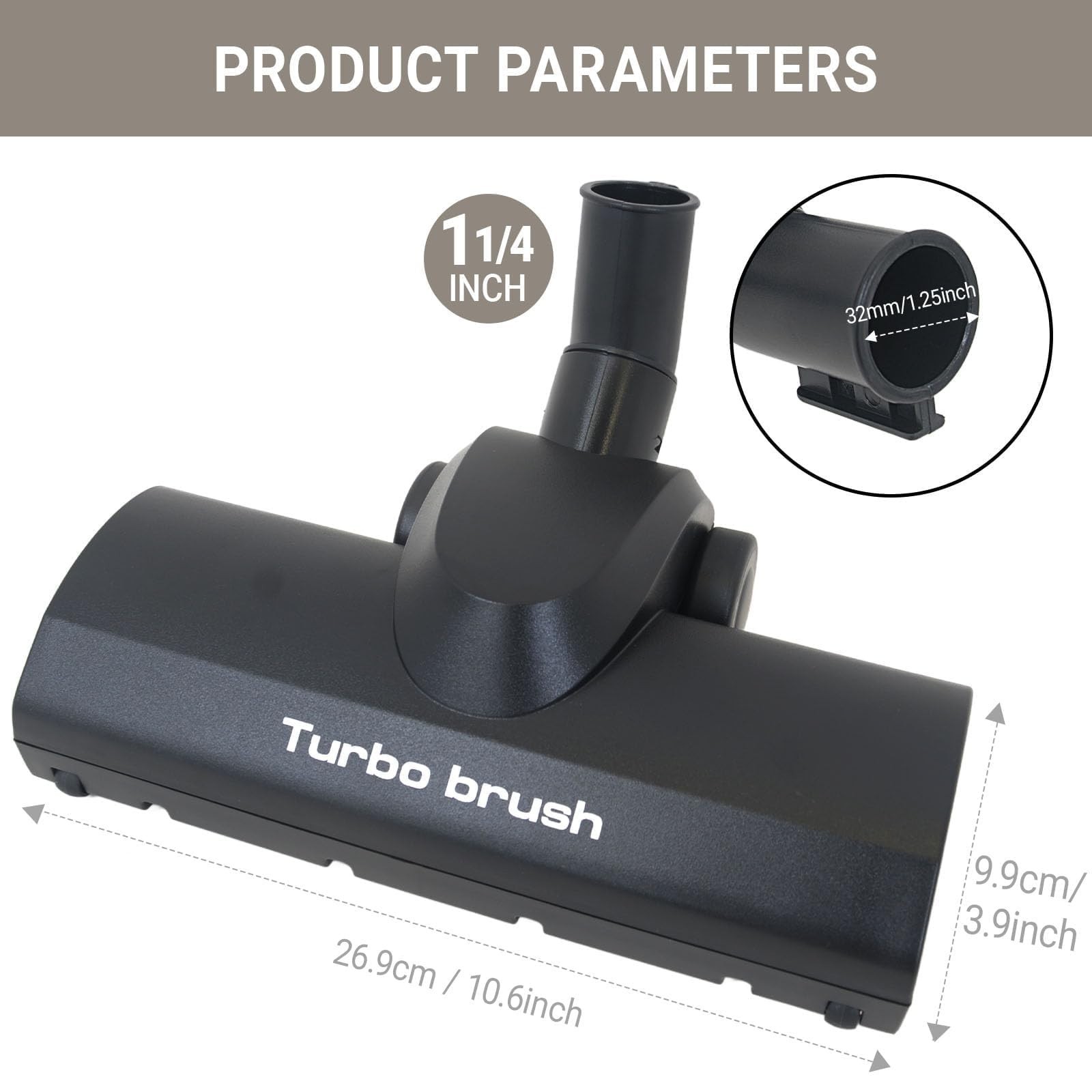 Universal Vacuum Brush Head Replacement – Turbo Floor Cleaner 1 1/4″ 32mm, Big W