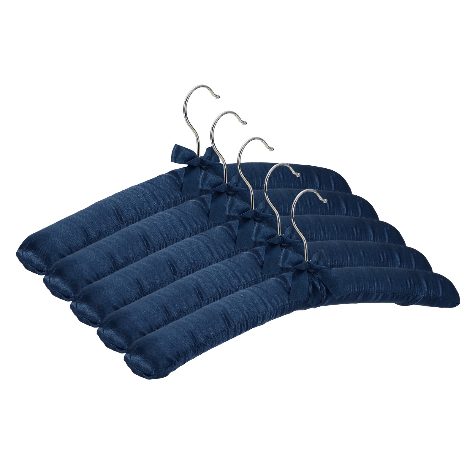 5Pcs Satin Padded Hangers 15 Inch Blouse Hangers for Women Dark Blue