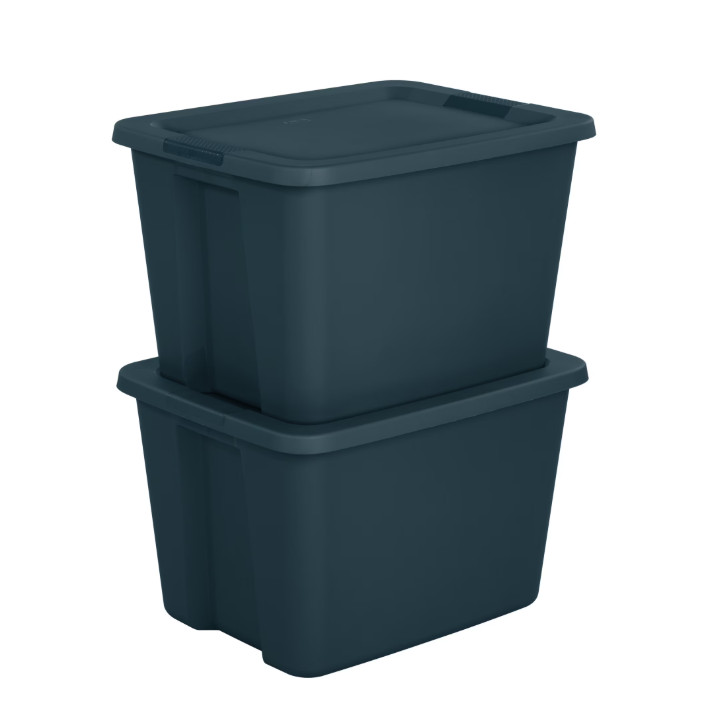 2 Pack 18 Gallon Storage Bin Plastic Container w Lid Teal Stackable Tote