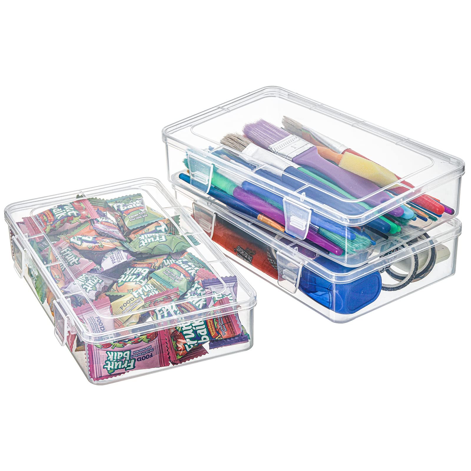 12 Pack Clear Plastic Storage Containers with Lids, 8 x 5 x 1.75 Inch Empty H…