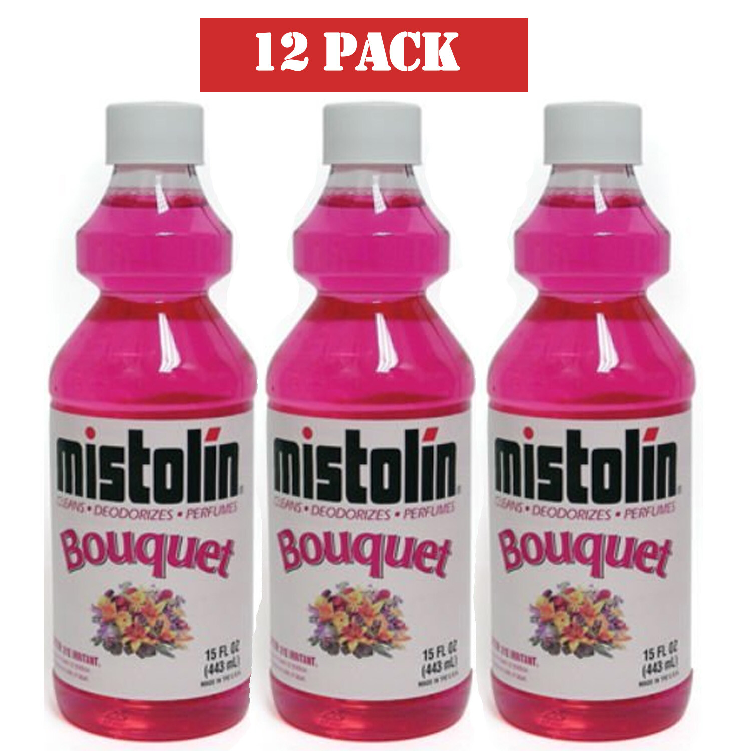 12 PACK Mistolin General All Purpose Cleaning Solution Bouquet Scent 15 fl oz