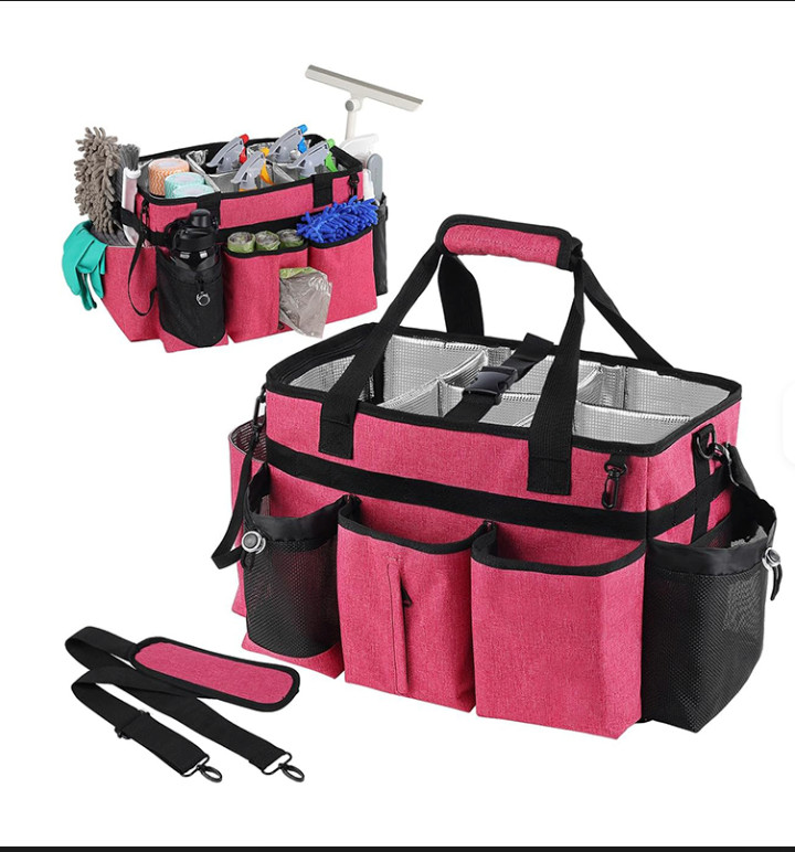 Heavy-Duty Caddy Bag wid Free spray bottle & Towls,Shoulder strap,waist belt.Red