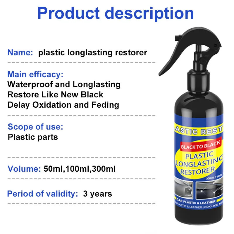 Car Plastic Restorer Back to Black Gloss Car Cleaning Products Plastic Leather R
