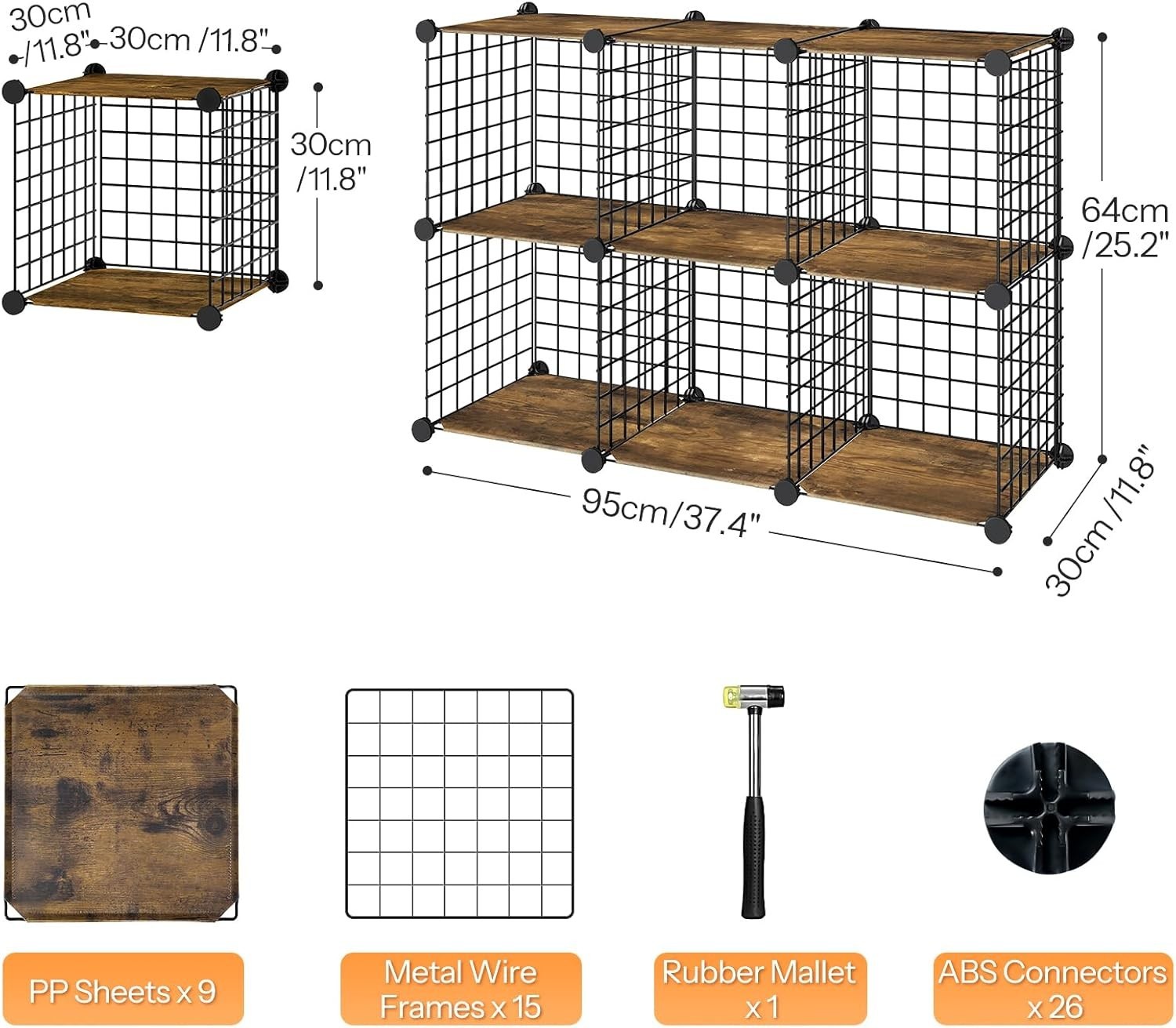 Wire Cube Storage Organizer 6-Cube Metal Grid Storage Organizers Modular Closet