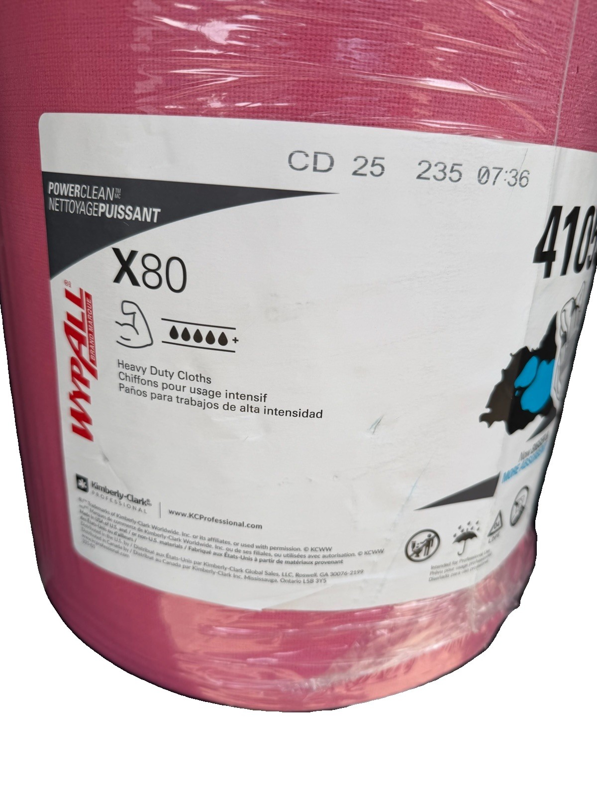KIMBERLY CLARK WYPALL X80 WIPERS SHOP TOWELS CLEANING RAGS 41055 RED JUMBO ROLL