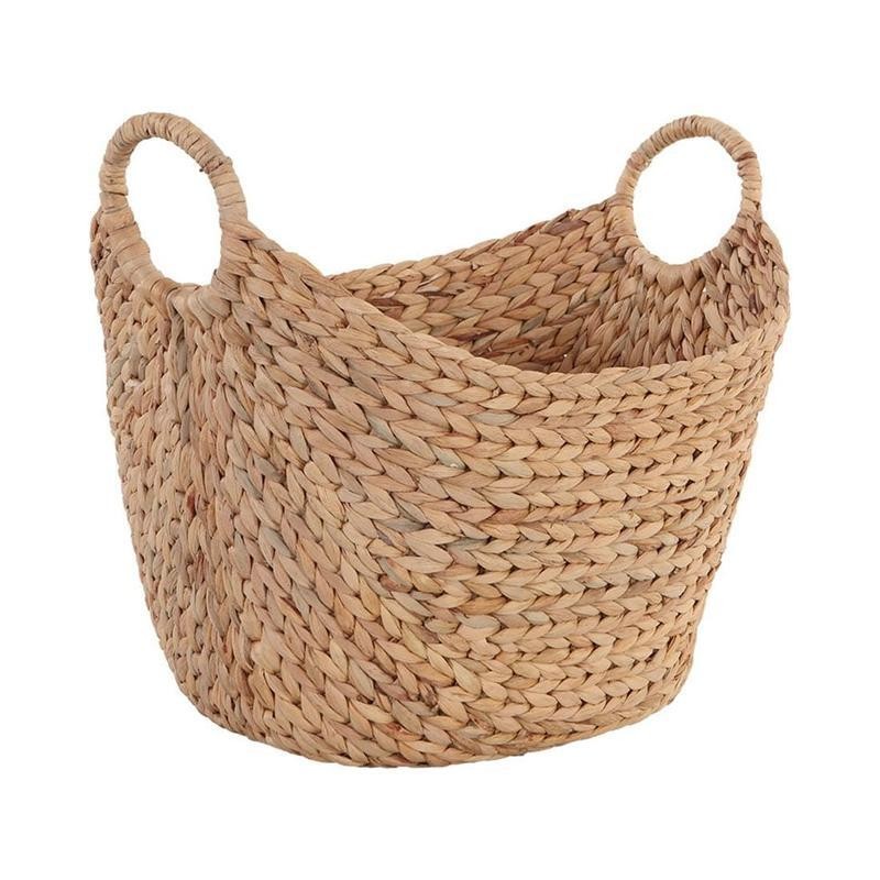 Extra Large Water Hyacinth Storage Basket Decorative Organizer W/ Woven Handles