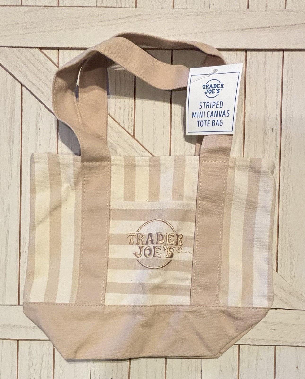 Trader Joe’s Striped Mini Canvas Tote Bag Cotton/Polyester 13x10x6 Multicolor