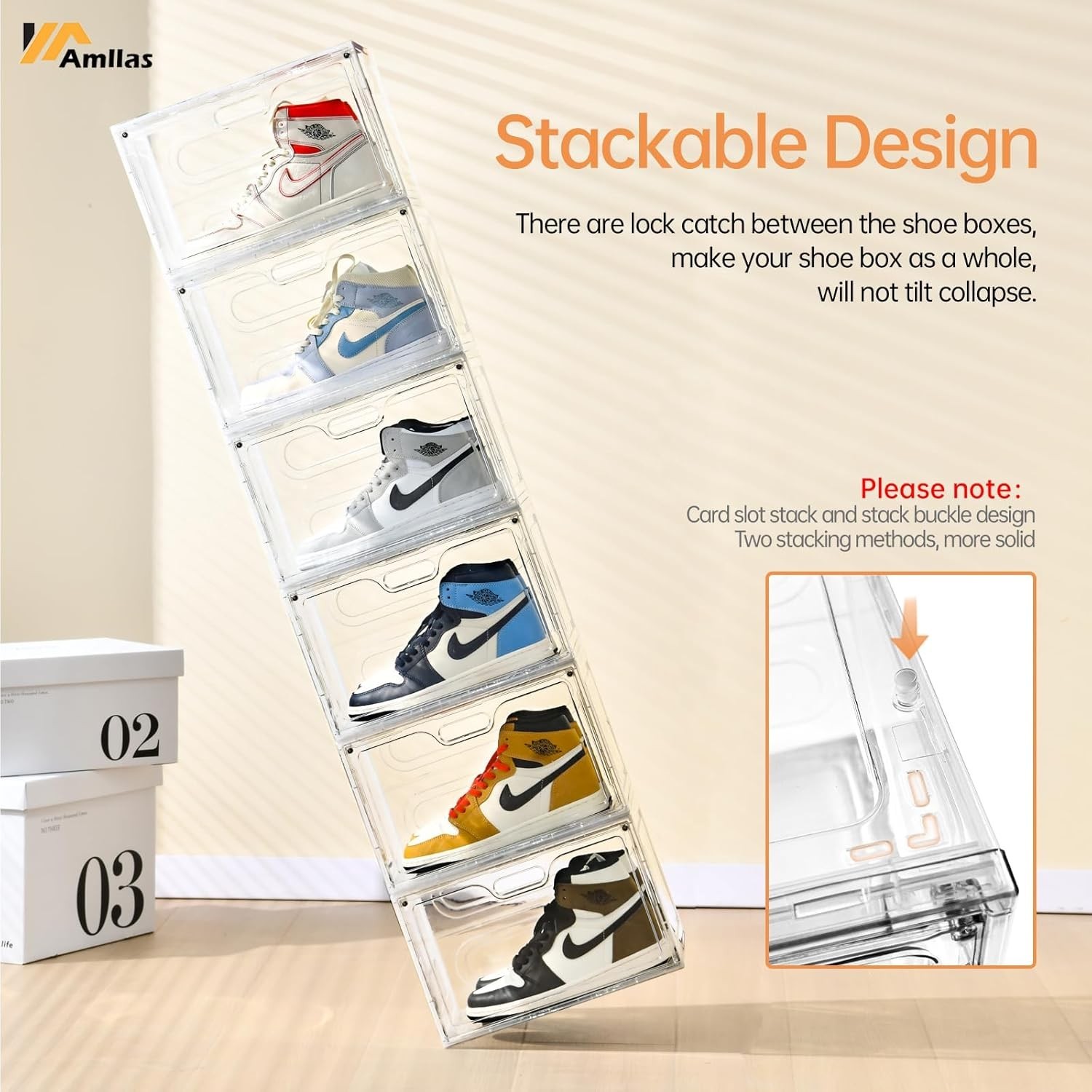 8 Pack Shoe Boxes Clear Plastic Stackable, Large Shoe Storage Organizer with …