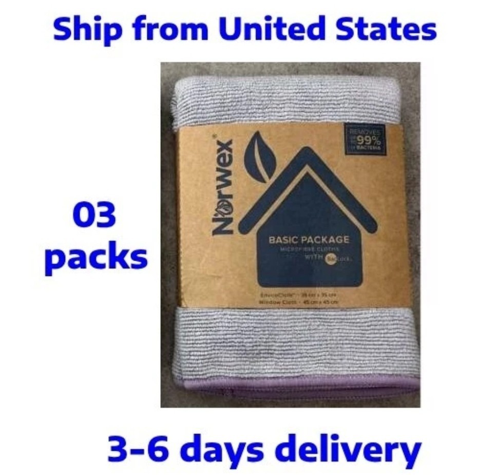 Lot of 3 Norwex Basic Package (3 EnviroCloth, 3 Window Cloth) FREE SHIPPING!!!