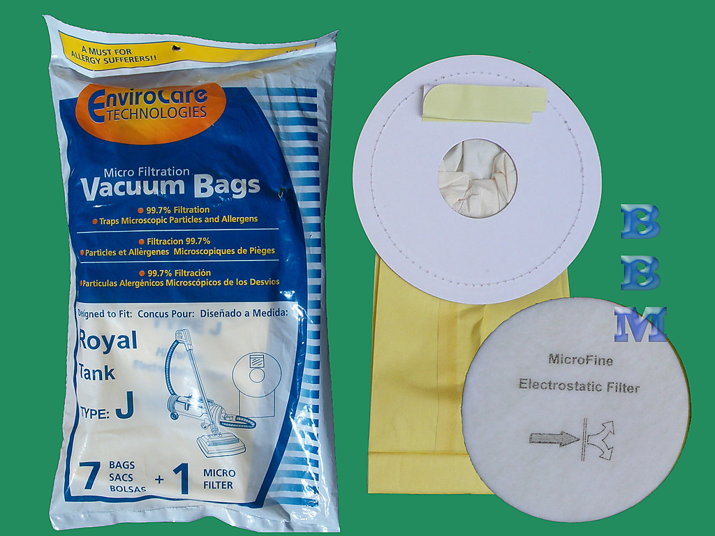 7 Vacuum Bags, 1 Filter 1401403001 Royal Dirt Devil Pony Type J Allergy Canister