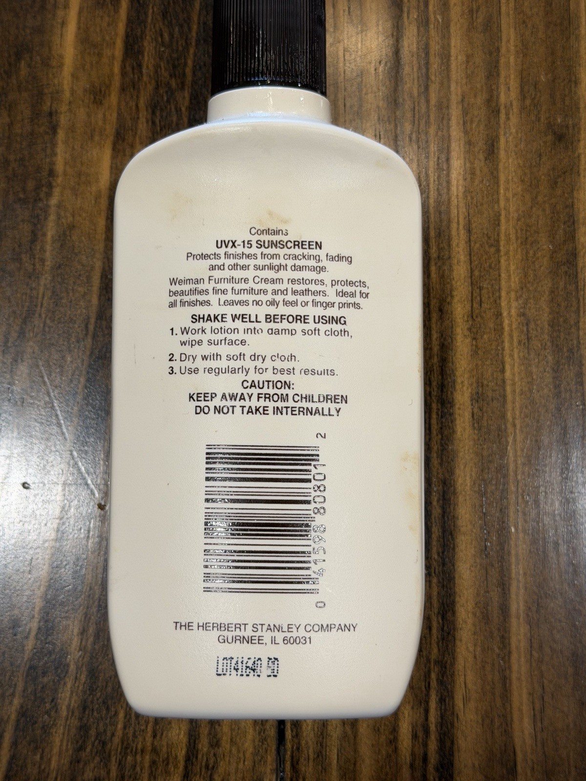 Weiman Furniture Cream UVX-15 No Silicones Unscented 8 fl oz Herbert Stanley