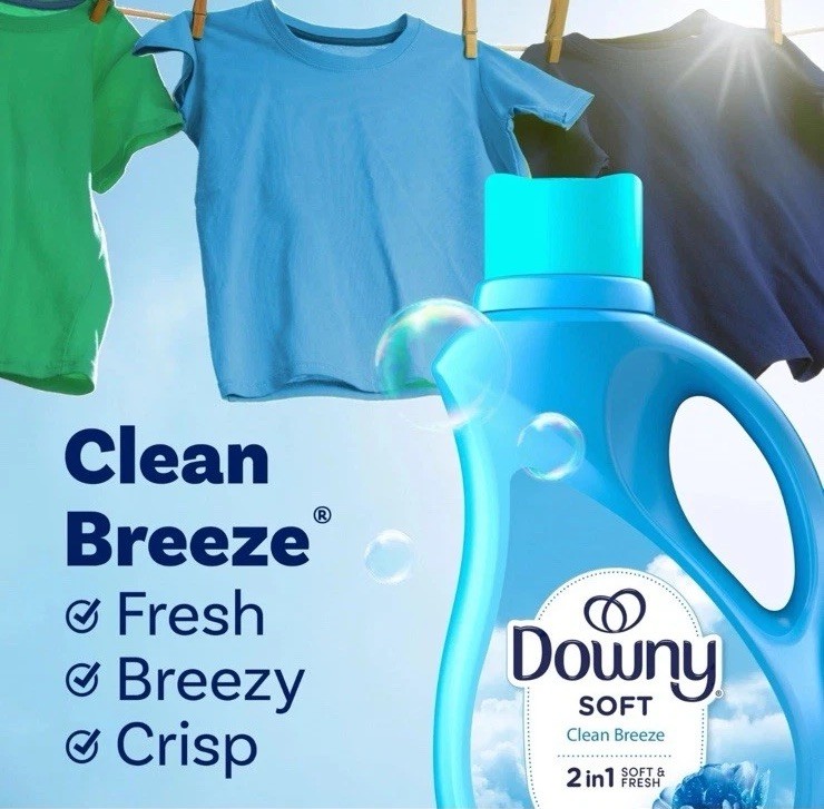 Downy 2-in-1 Liquid Fabric Softener Clean Breeze, 111 fl oz, 150 Loads Softness