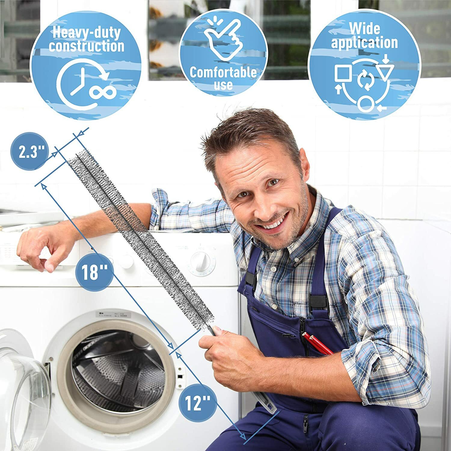 30″ Flexi Brush Set for Dryer Vent, Radiator & Refrigerator Coils 2-Pack