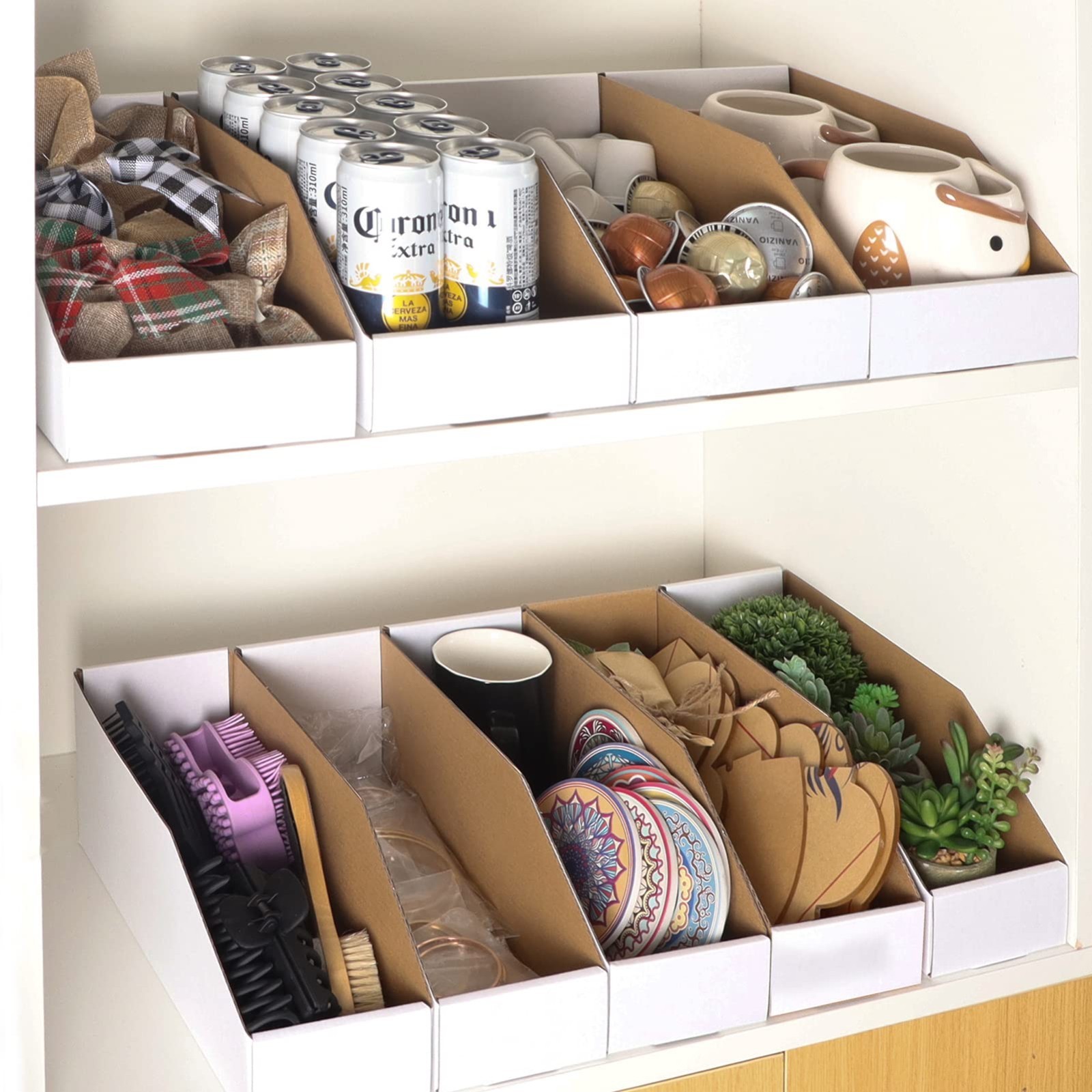 Assorted Cardboard Storage Bins – 35 Pack, Mixed Sizes for Pantry, Office, Garag