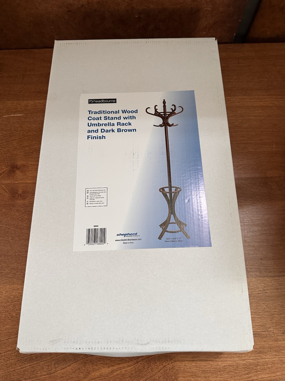 Free Standing Coat Rack Rotating Umbrella Stand Walnut Colored Solid Wood