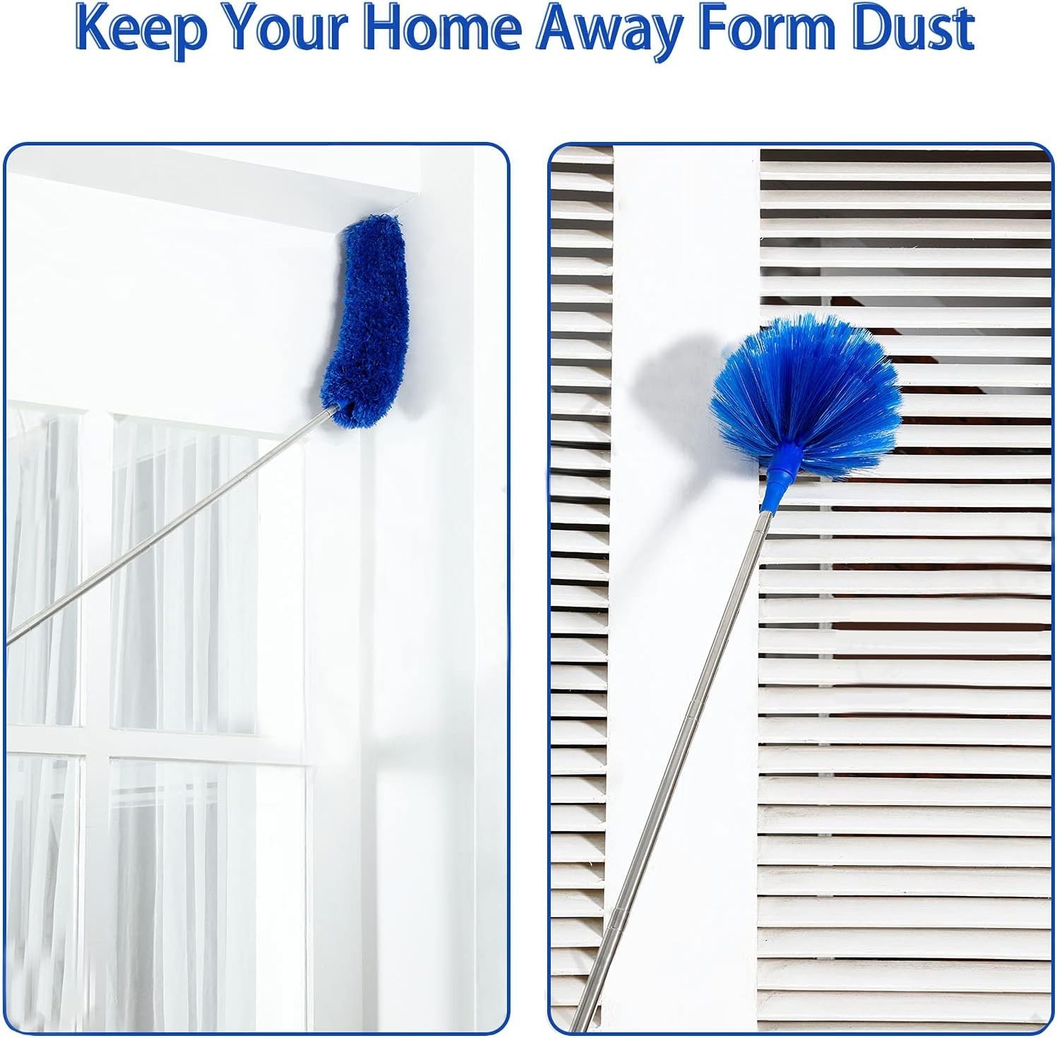 Duster, Microfiber Dusters with 2 Handle Sets, Durable 15-98.1 Inches Long Te…