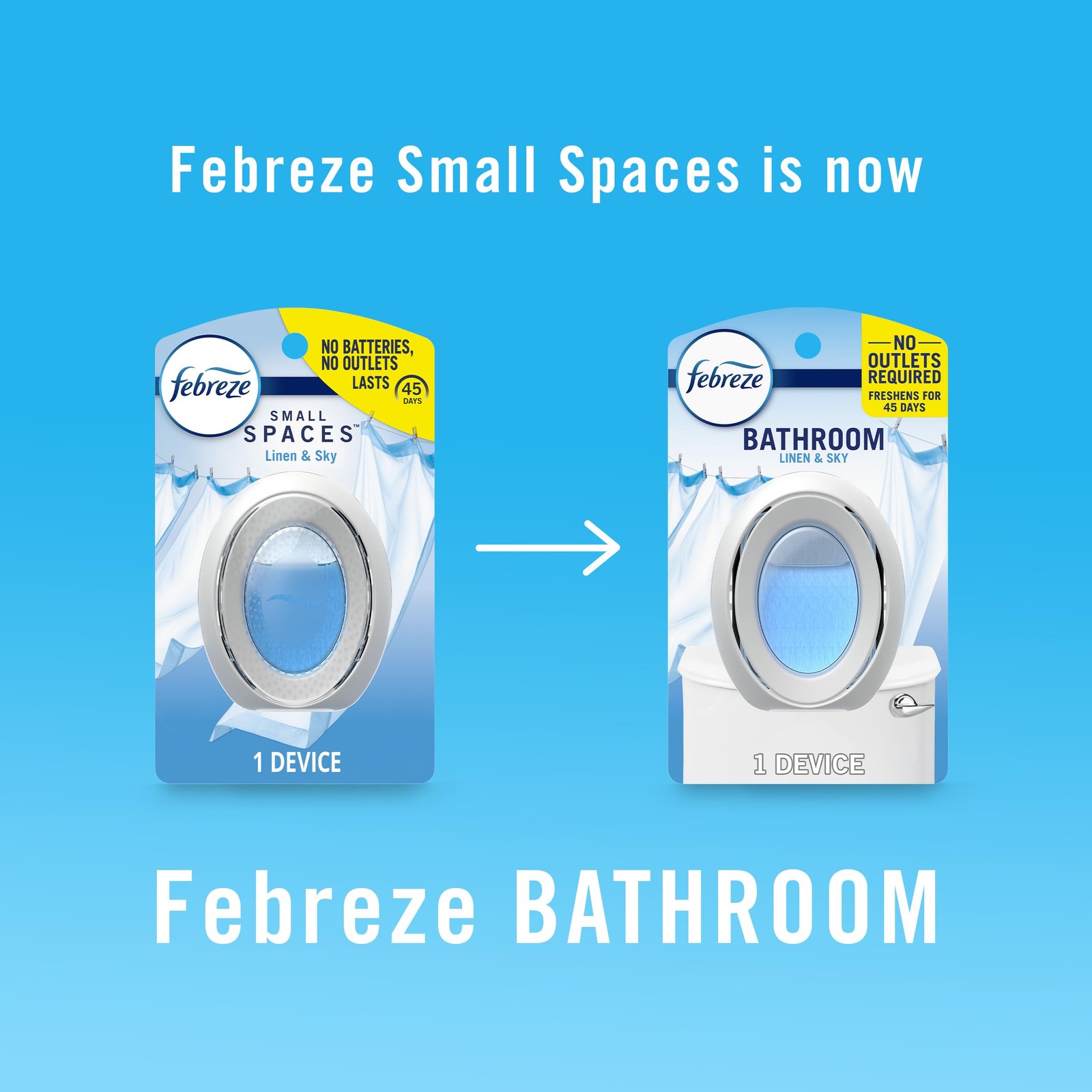 Febreze Small Spaces Air Freshener Linen Sky Odor Eliminator 0.5 Fl Oz 45 Days