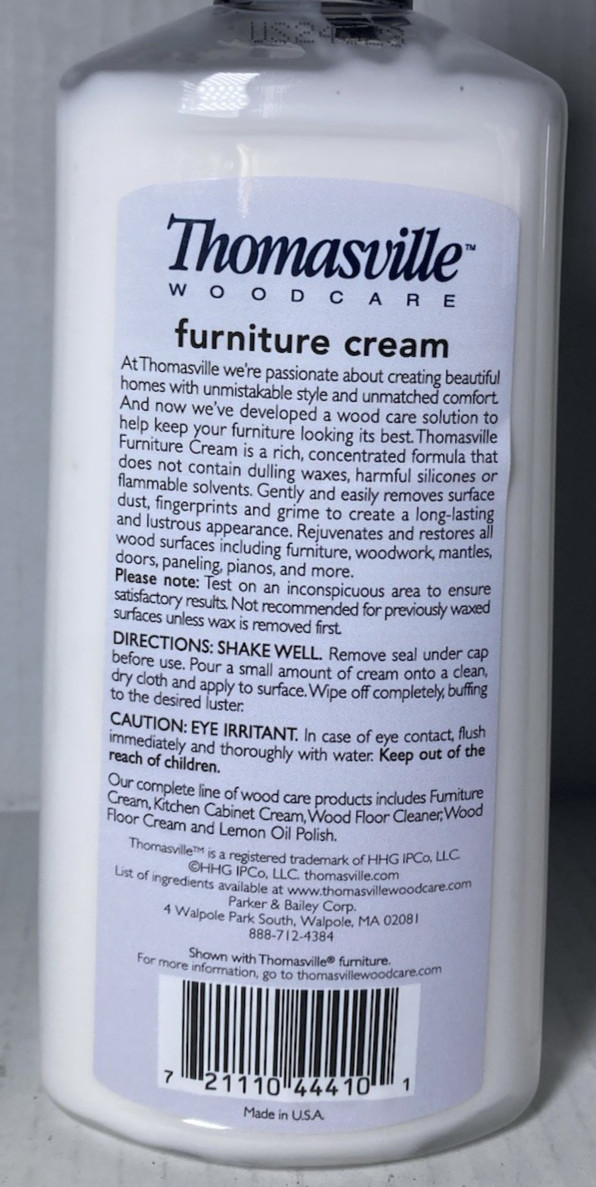 2 Pack Thomasville Wood Care Furniture Cream Polish Protectant 12oz Discontinued