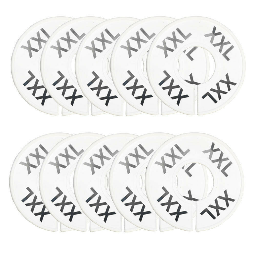 10 pcs Rack Divider Size XXL XX-Large White Round Ring Sizing Hanger Retail Supp
