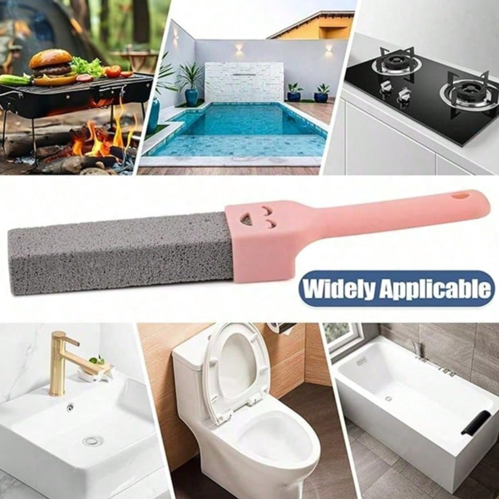 2 Pack Pumice Stone with Long Handle Toilet Bowl Ring Cleaner Limescale Remover