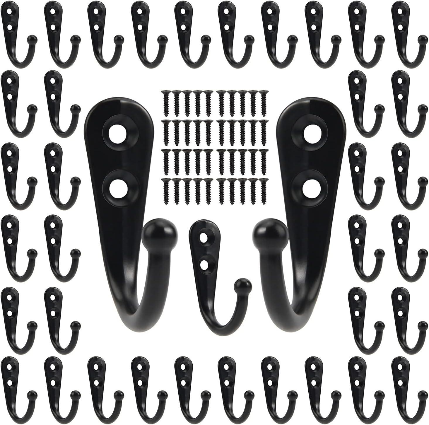 30set Alloy Hooks with Screws Wall Mounted Hanging Hangers for Coat Towel Bags